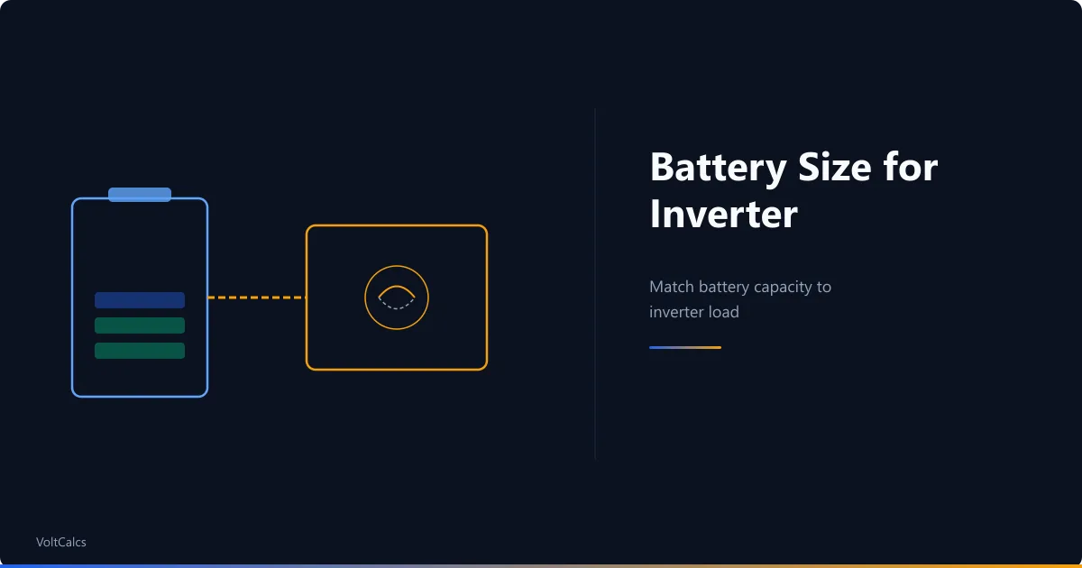 Battery bank connected to an inverter through fused cables for load sizing.